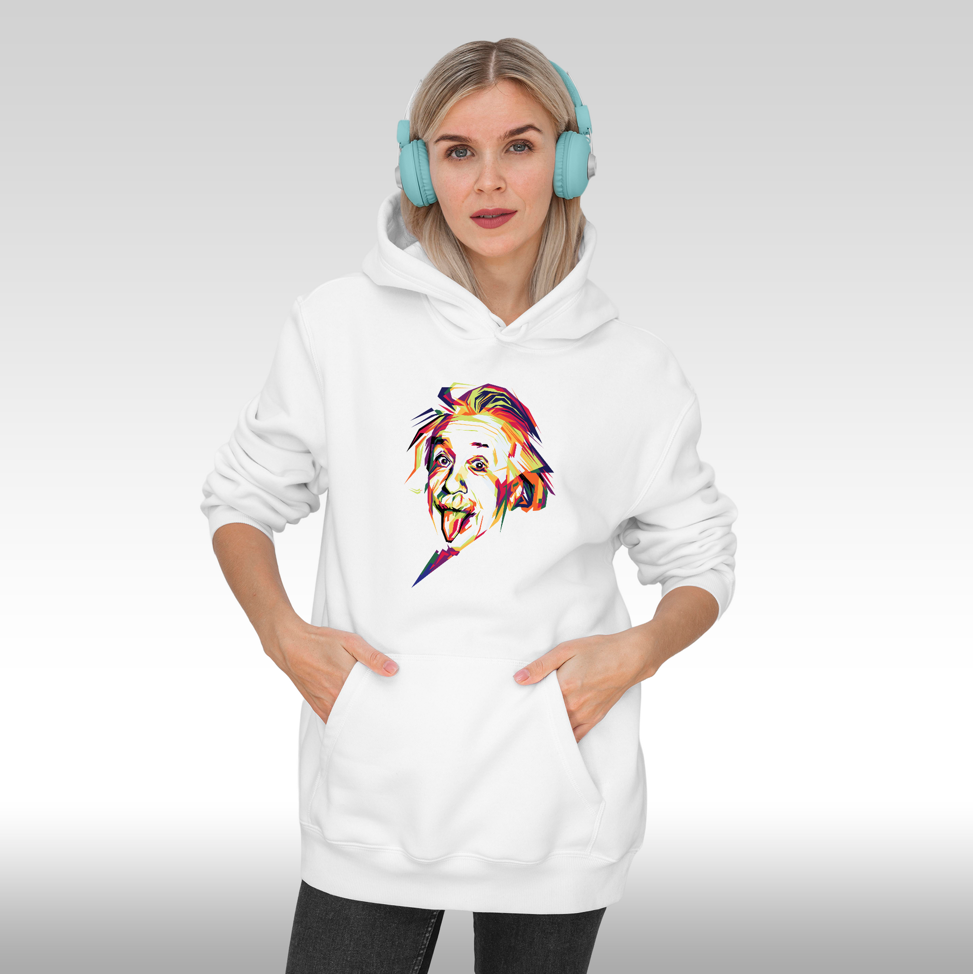 Hanorac alb personalizat Fata Dama urban "Albert Einstein" streetwear
