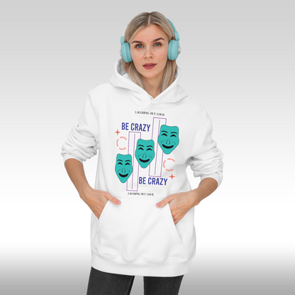 Hanorac alb personalizat Fata Dama urban "Be Crazy" streetwear
