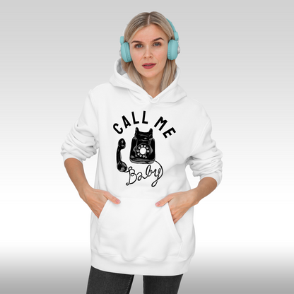 Hanorac alb personalizat Fata Dama urban "Call Me Baby" streetwear
