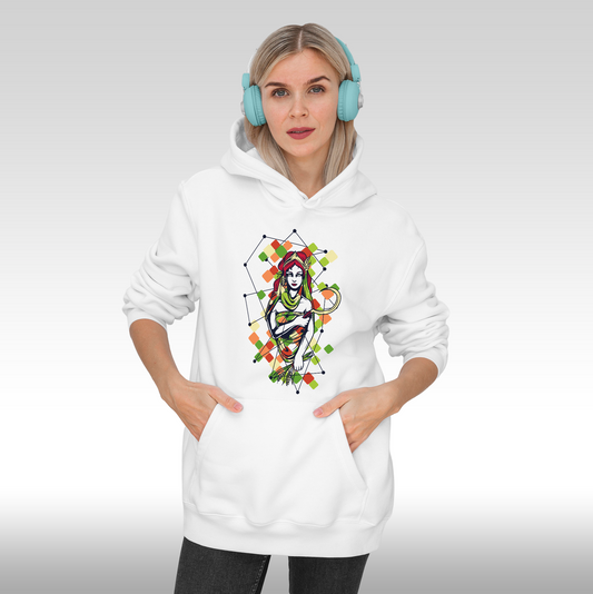 Hanorac alb personalizat Fata Dama urban "Geometric Bloom" streetwear
