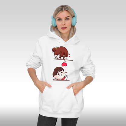 Hanorac alb personalizat Fata Dama urban "Love Couple" streetwear
