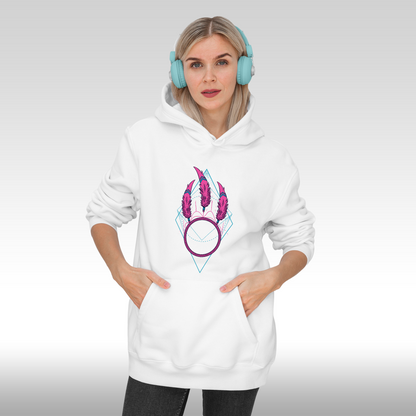 Hanorac alb personalizat Fata Dama urban  dreamcatcher "Pink Feather" streetwear
