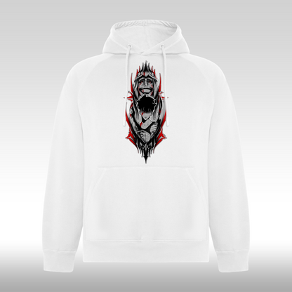 Hanorac alb personalizat anime "Solo Leveling Black" streetwear
