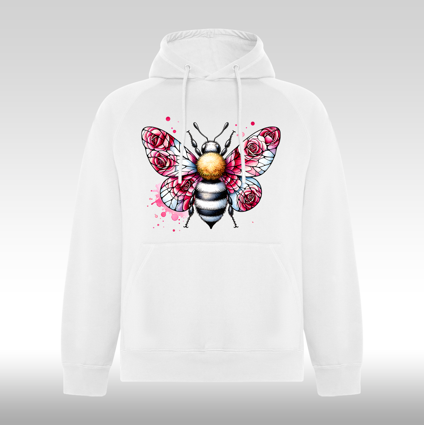 Hanorac alb personalizat Fata Dama albina "Floral Buzz" streetwear
