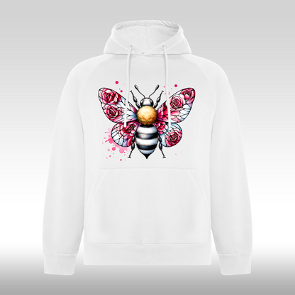 Hanorac alb personalizat Fata Dama albina "Floral Buzz" streetwear

