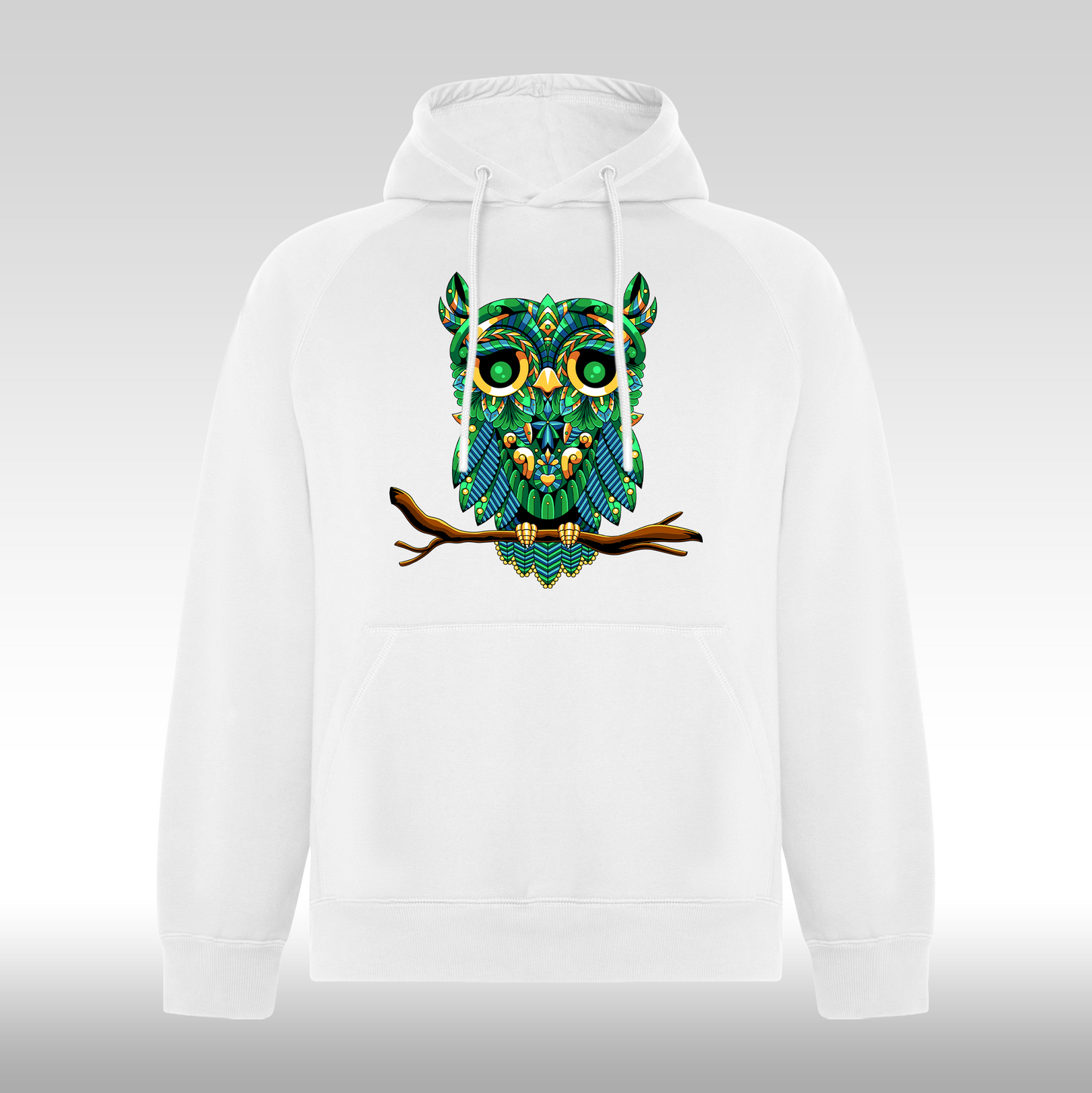 Hanorac alb personalizat Dama bufnita "Emerald Owl" streetwear
