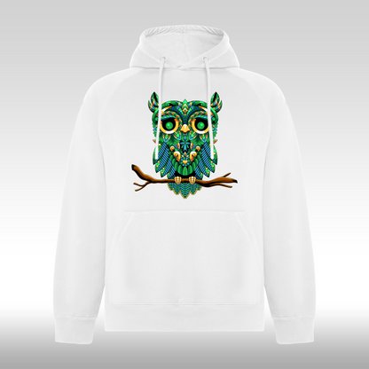 Hanorac alb personalizat Dama bufnita "Emerald Owl" streetwear
