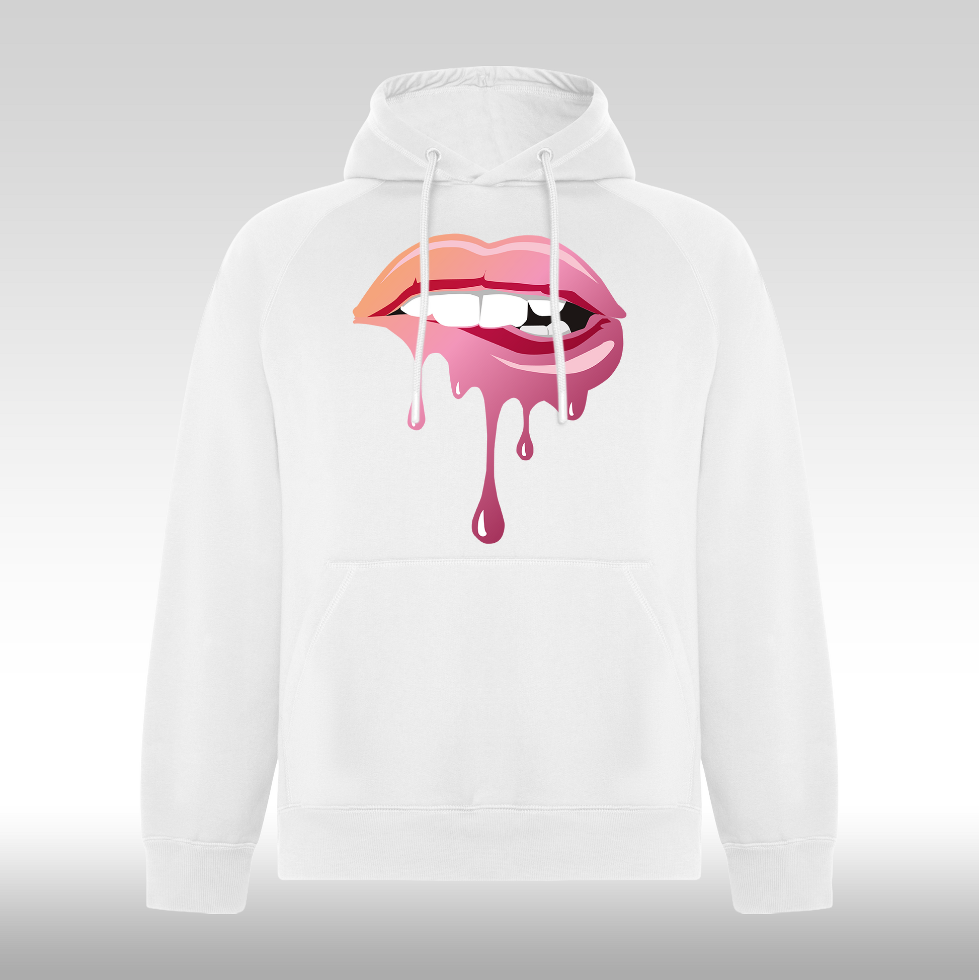 Hanorac alb  personalizat Fata Dama buze roz "Melting Lips" streetwear
