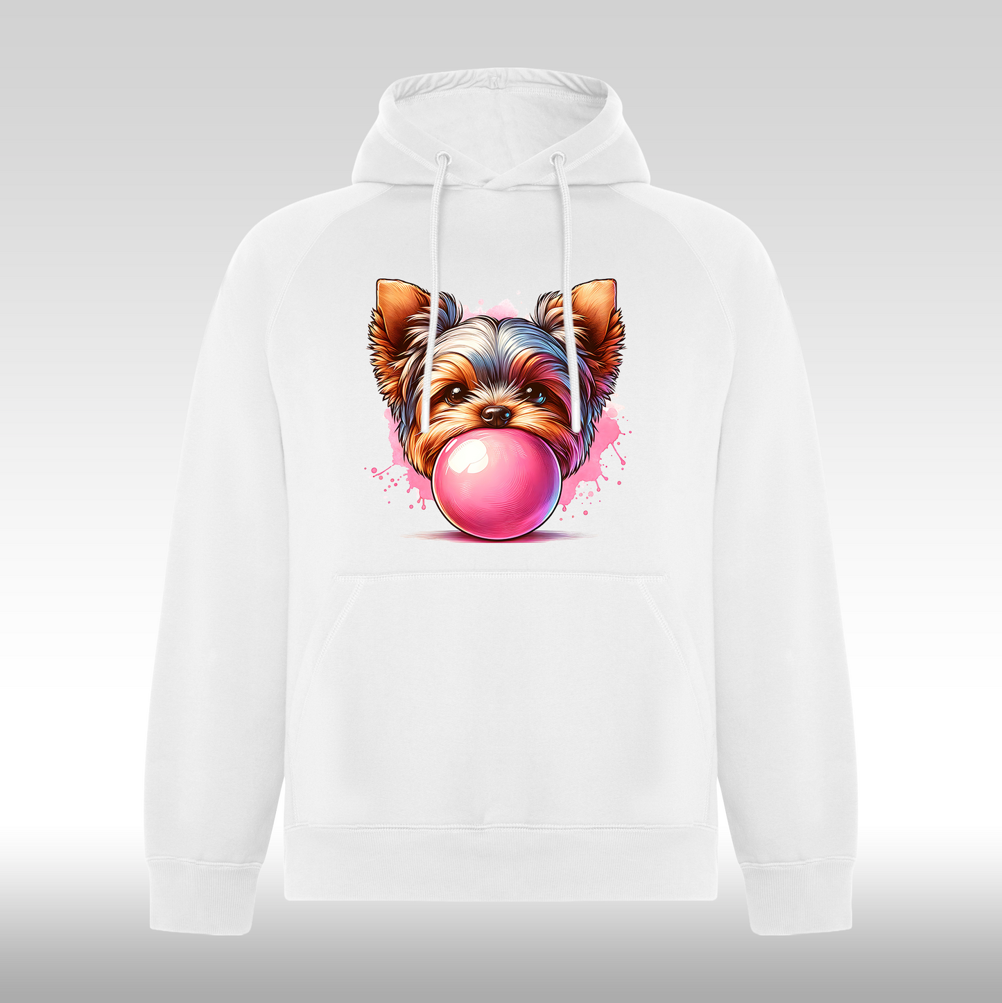 Hanorac alb personalizat Fata Dama catel "Bubble Puppy" streetwear
