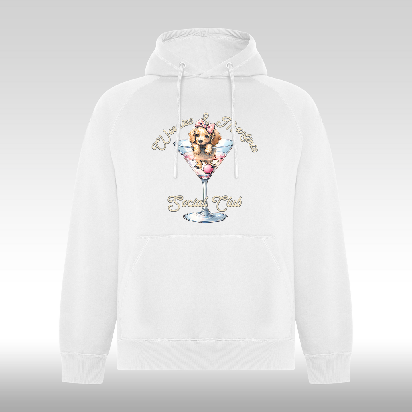 Hanorac alb personalizat Dama catel "Weenies & Martinis Social Club" streetwear
