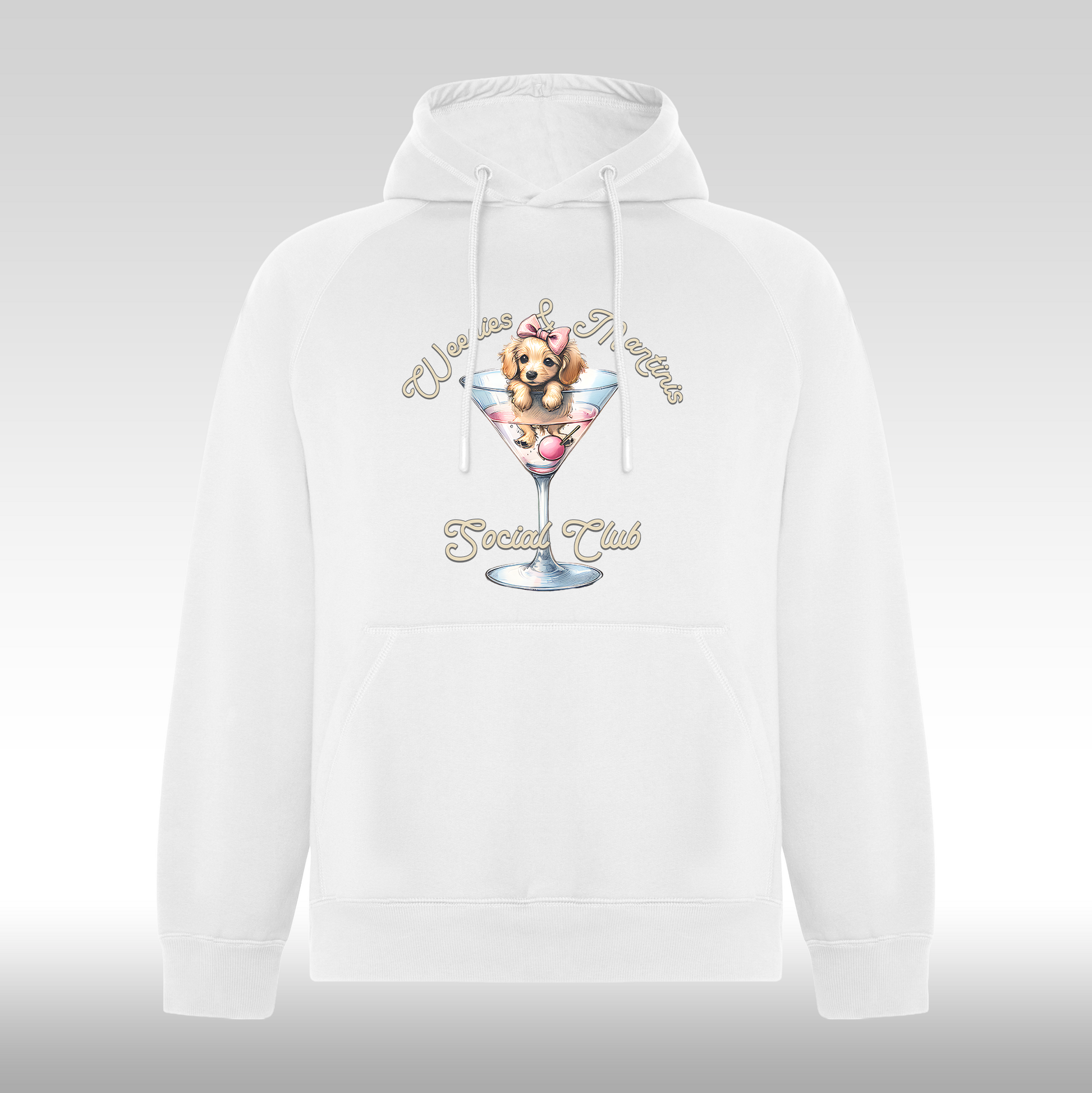 Hanorac alb personalizat Dama catel "Weenies & Martinis Social Club" streetwear
