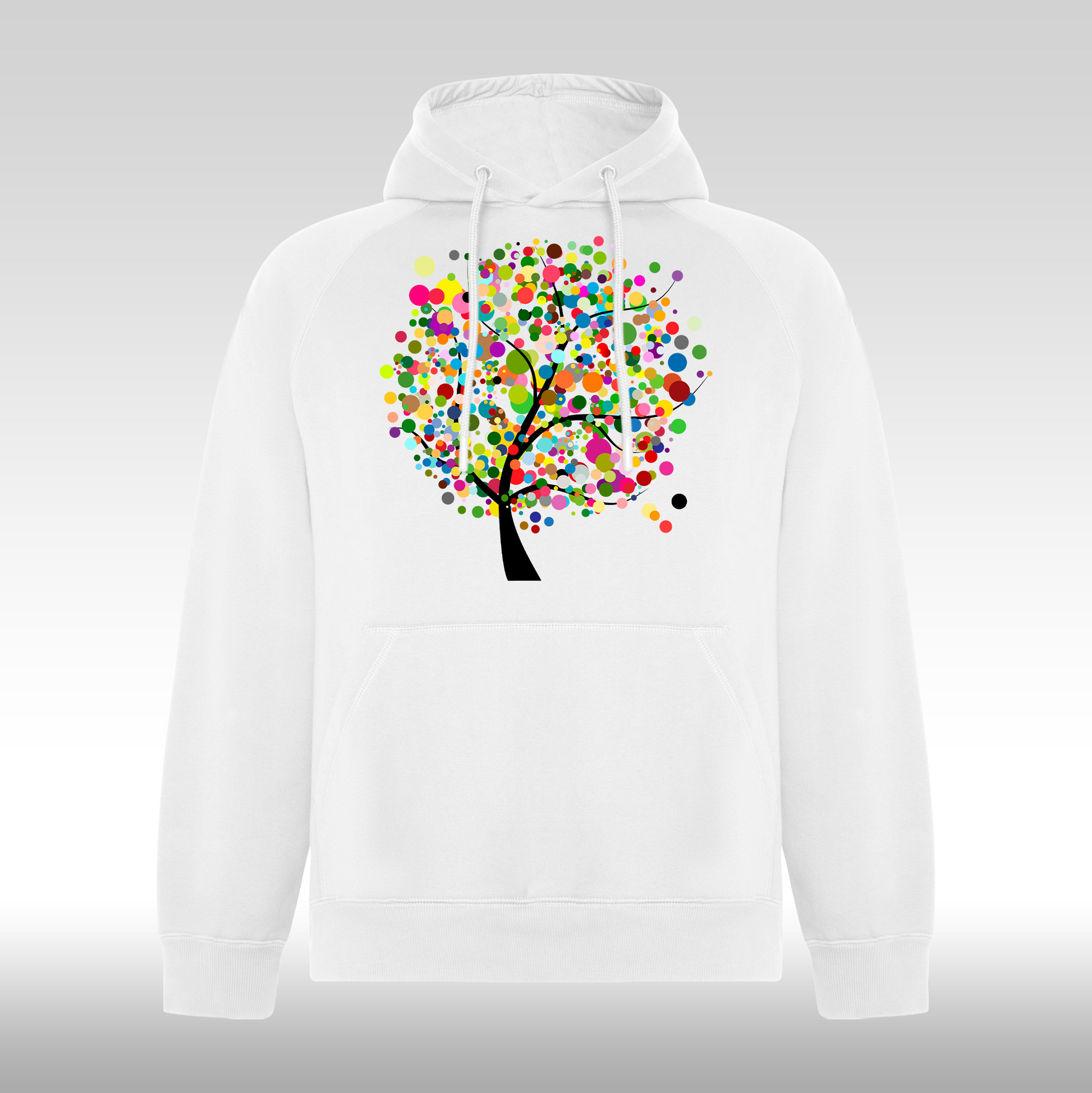 Hanorac alb personalizat Fata Dama copac "Dot Tree" streetwear
