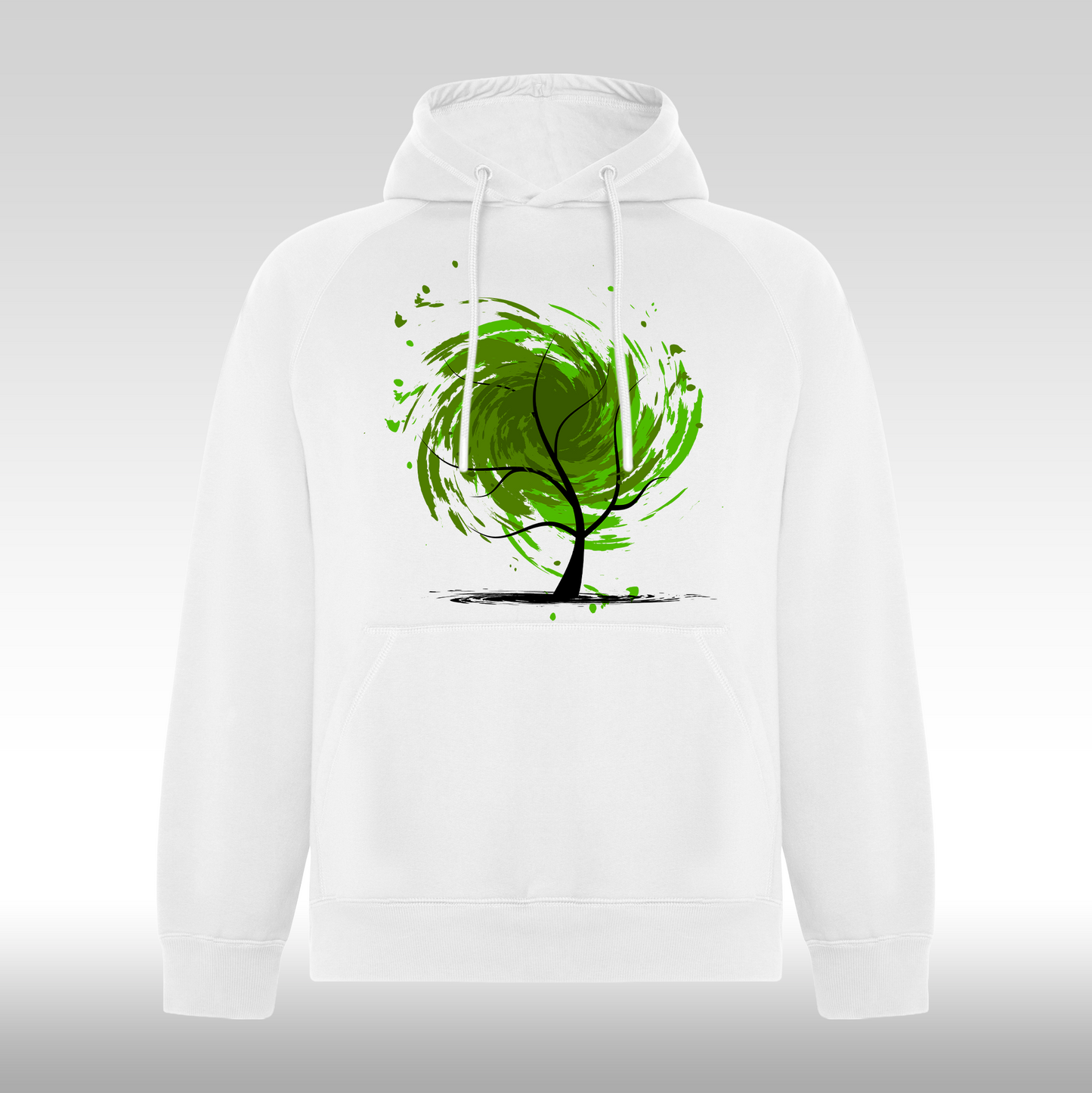 Hanorac alb personalizat Fata Dama copac "Nature's Vortex" streetwear
