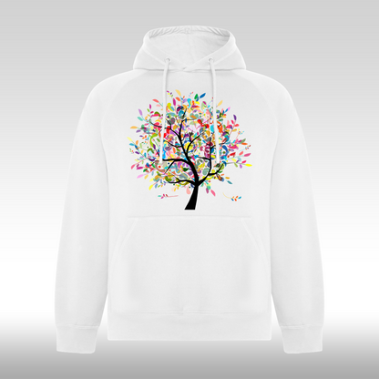 Hanorac alb personalizat Fata Dama copac "Rainbow Leaves" streetwear
