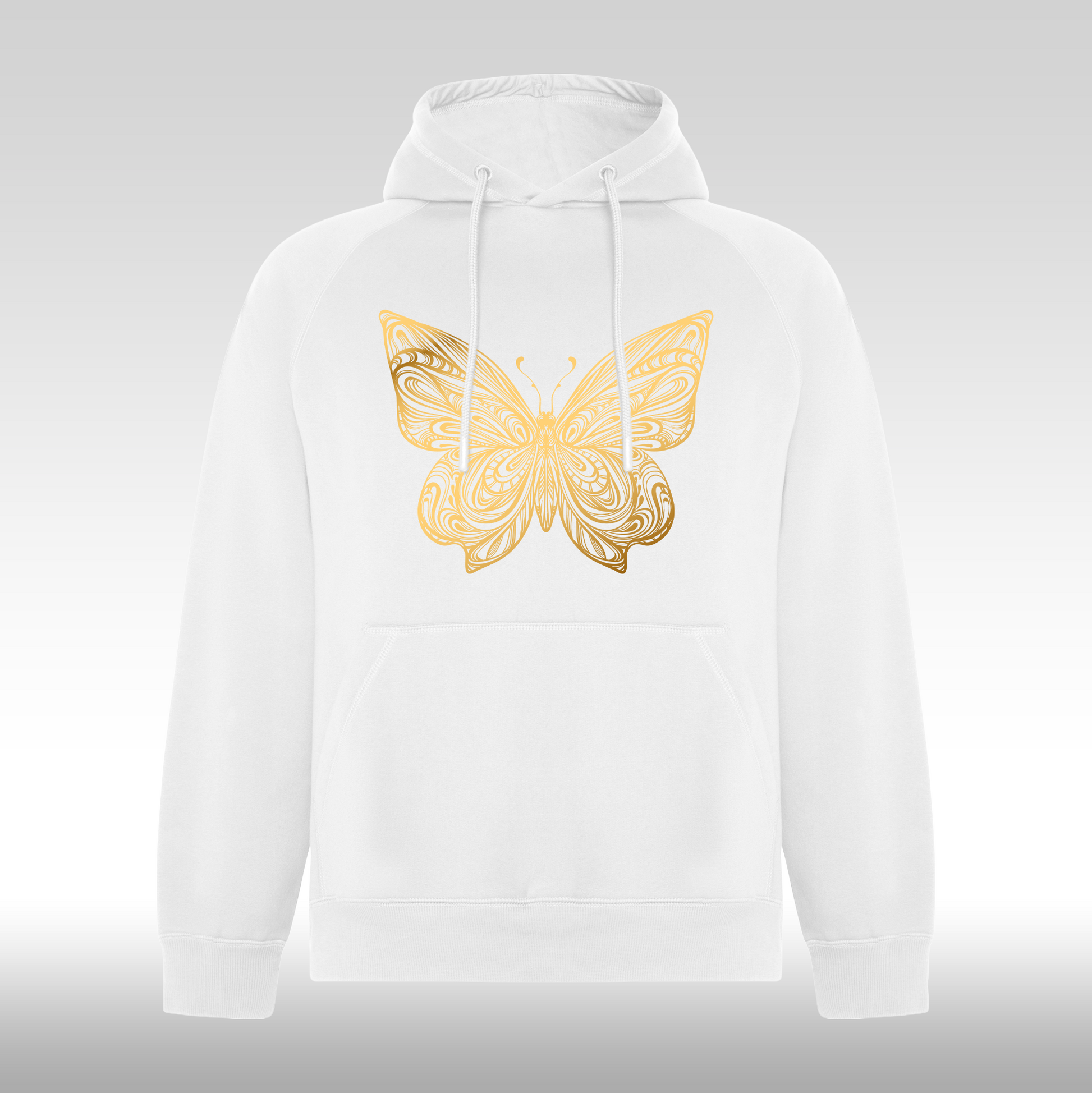 Hanorac alb personalizat Fata Dama fluture "Golden Butterfly" streetwear
