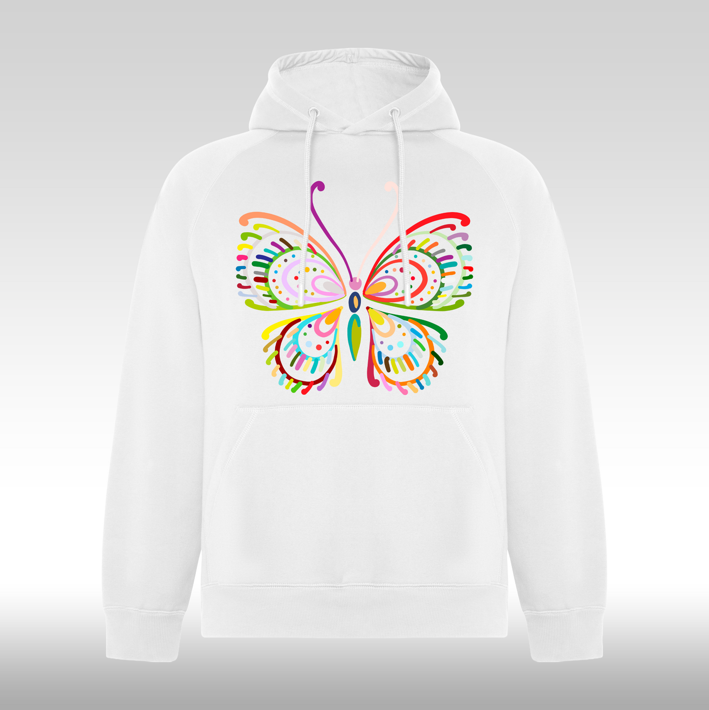 Hanorac alb personalizat Fata Dama fluture "Spectrum Butterfly" streetwear
