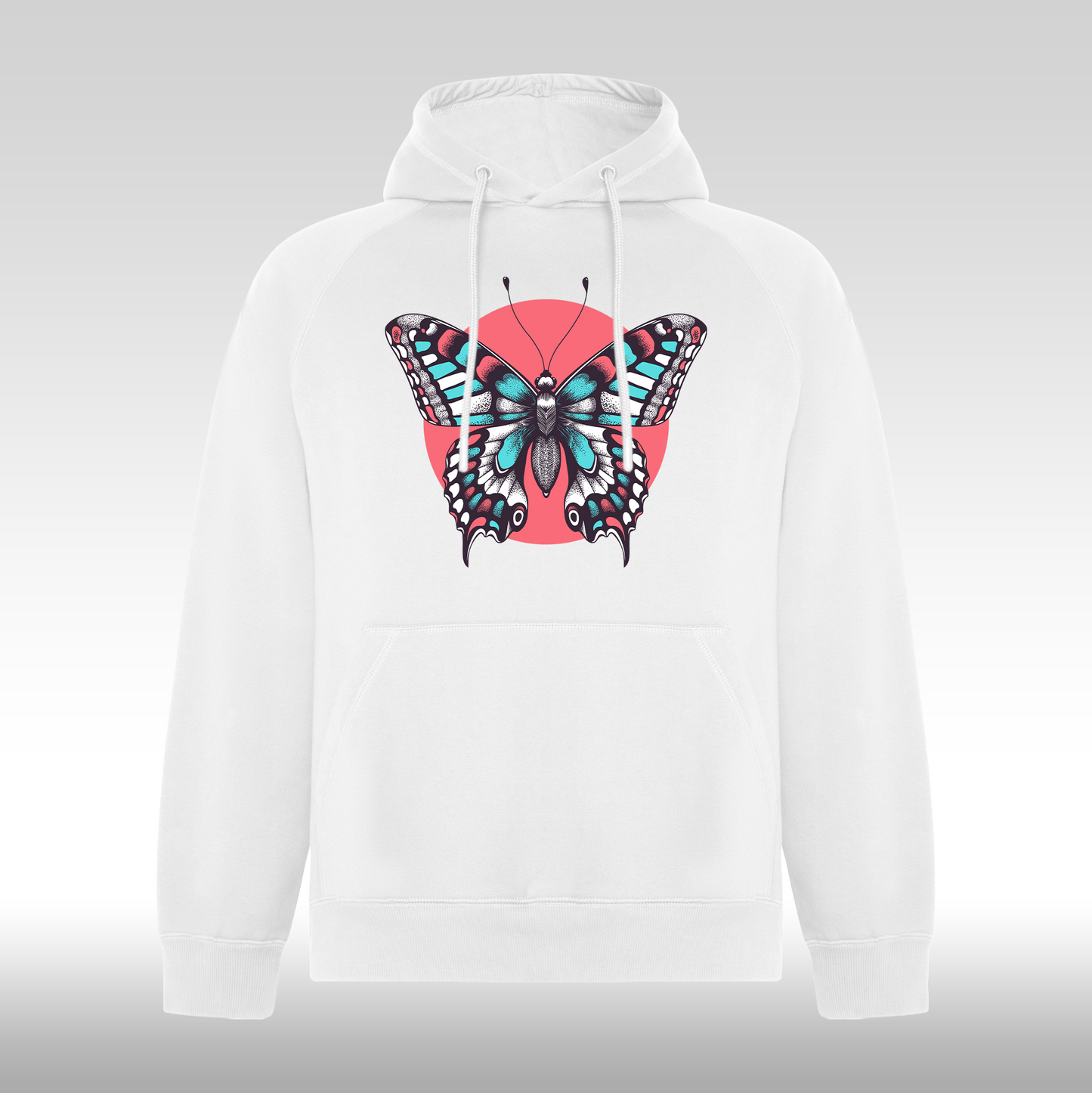 Hanorac alb personalizat Fata Dama fluture "Vibrant Butterfly" streetwear
