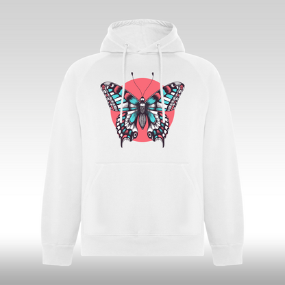 Hanorac alb personalizat Fata Dama fluture "Vibrant Butterfly" streetwear
