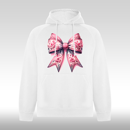 Hanorac alb personalizat Fata Dama fundita roz "Floral Ribbon" streetwear
