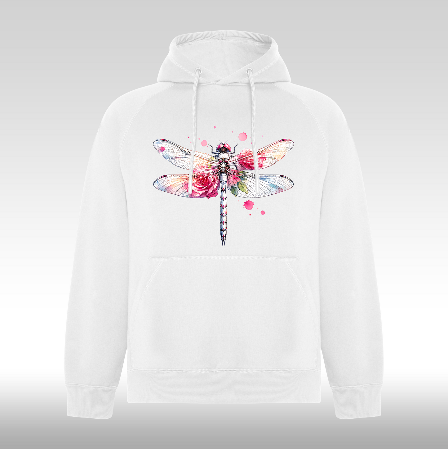 Hanorac alb personalizat Fata Dama libelula "Rose Dragonfly" streetwear
