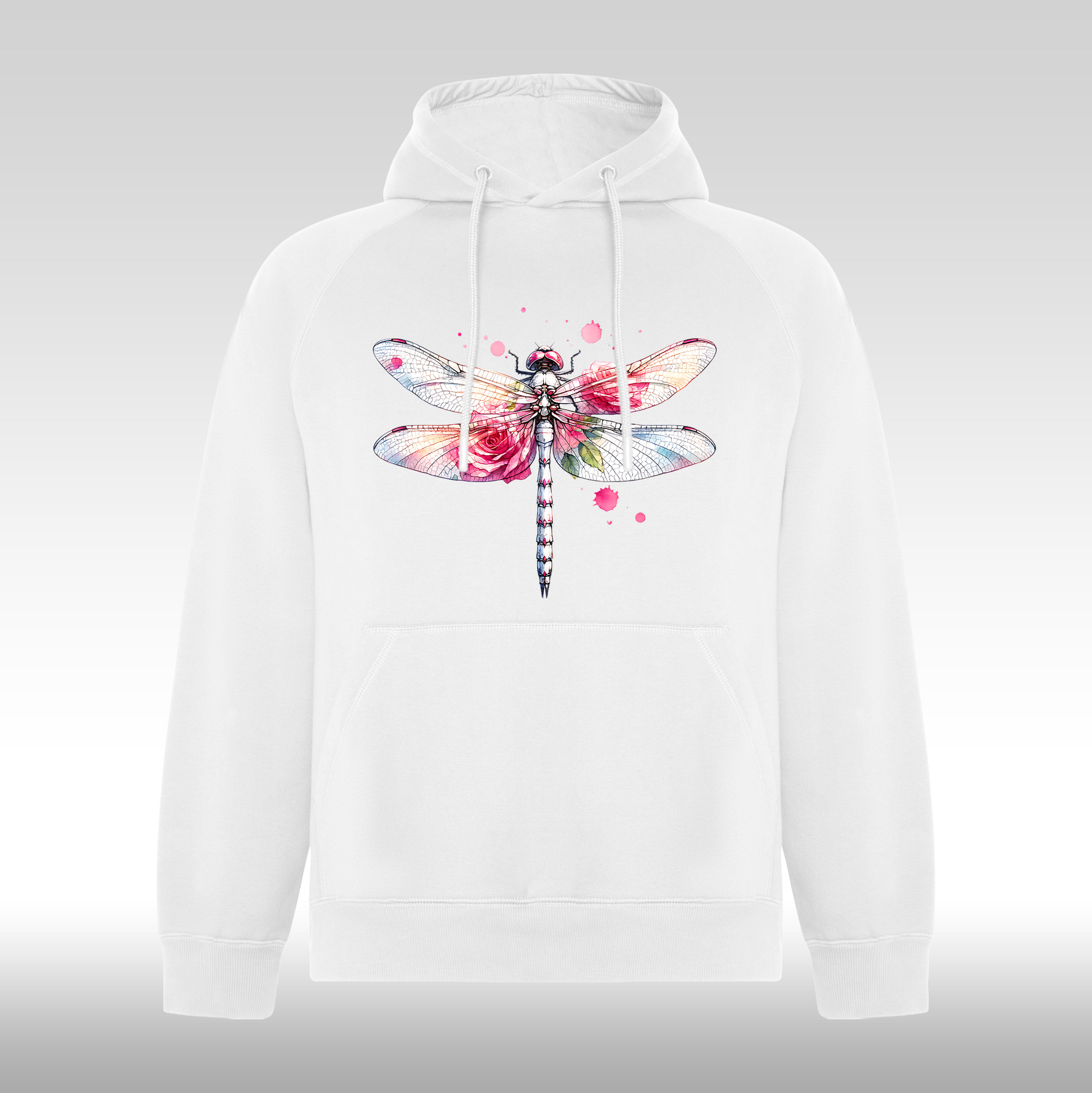Hanorac alb personalizat Fata Dama libelula "Rose Dragonfly" streetwear
