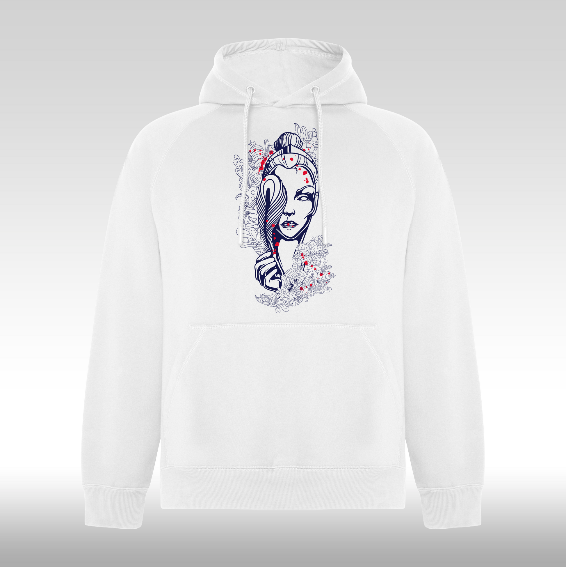 Hanorac alb personalizat Fata Dama portret "Mystic Bloom" streetwear
