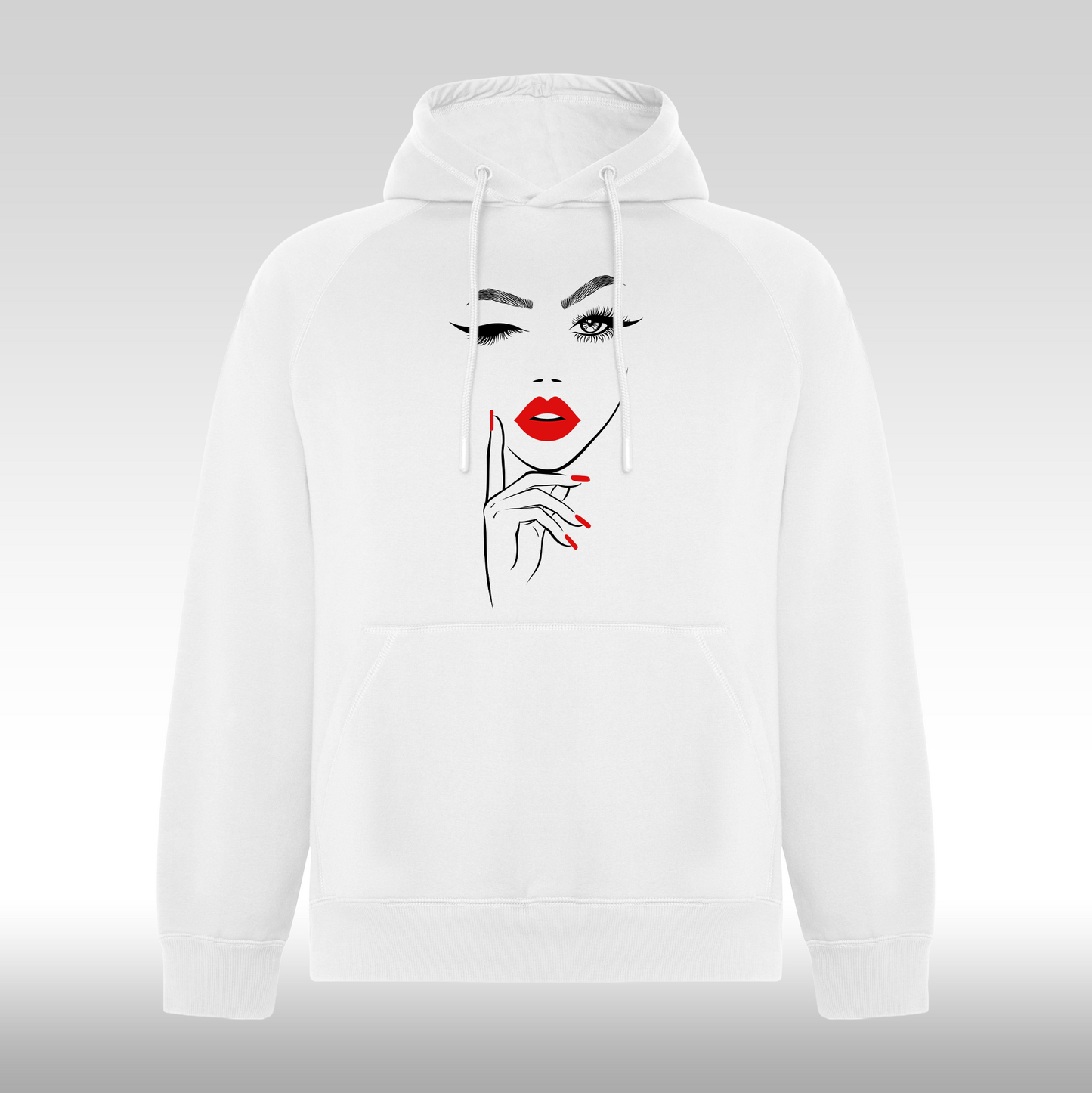 Hanorac alb personalizat Dama portret "Scarlet Signature" streetwear
