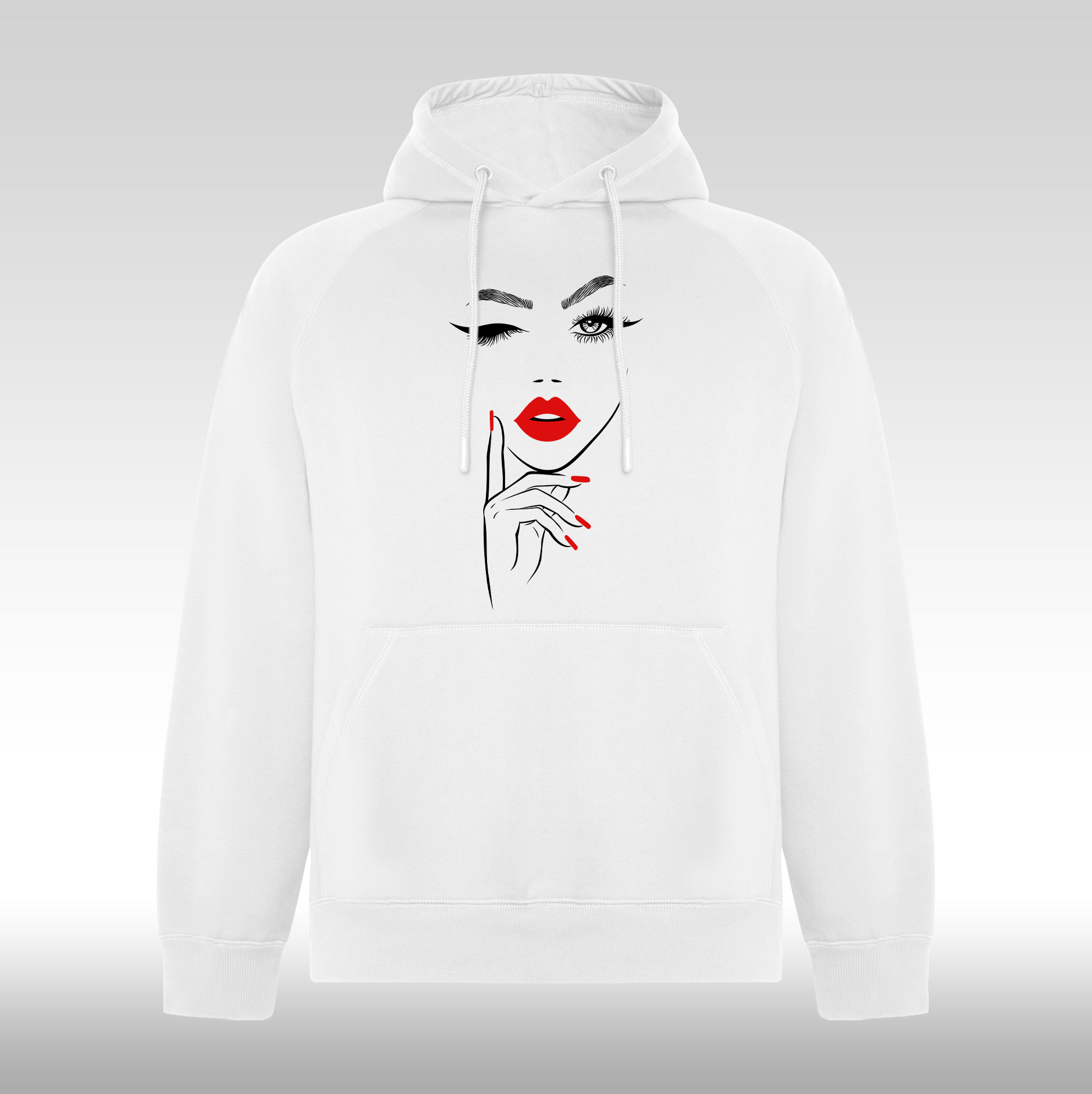 Hanorac alb personalizat Dama portret "Scarlet Signature" streetwear
