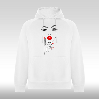 Hanorac alb personalizat Dama portret "Scarlet Signature" streetwear
