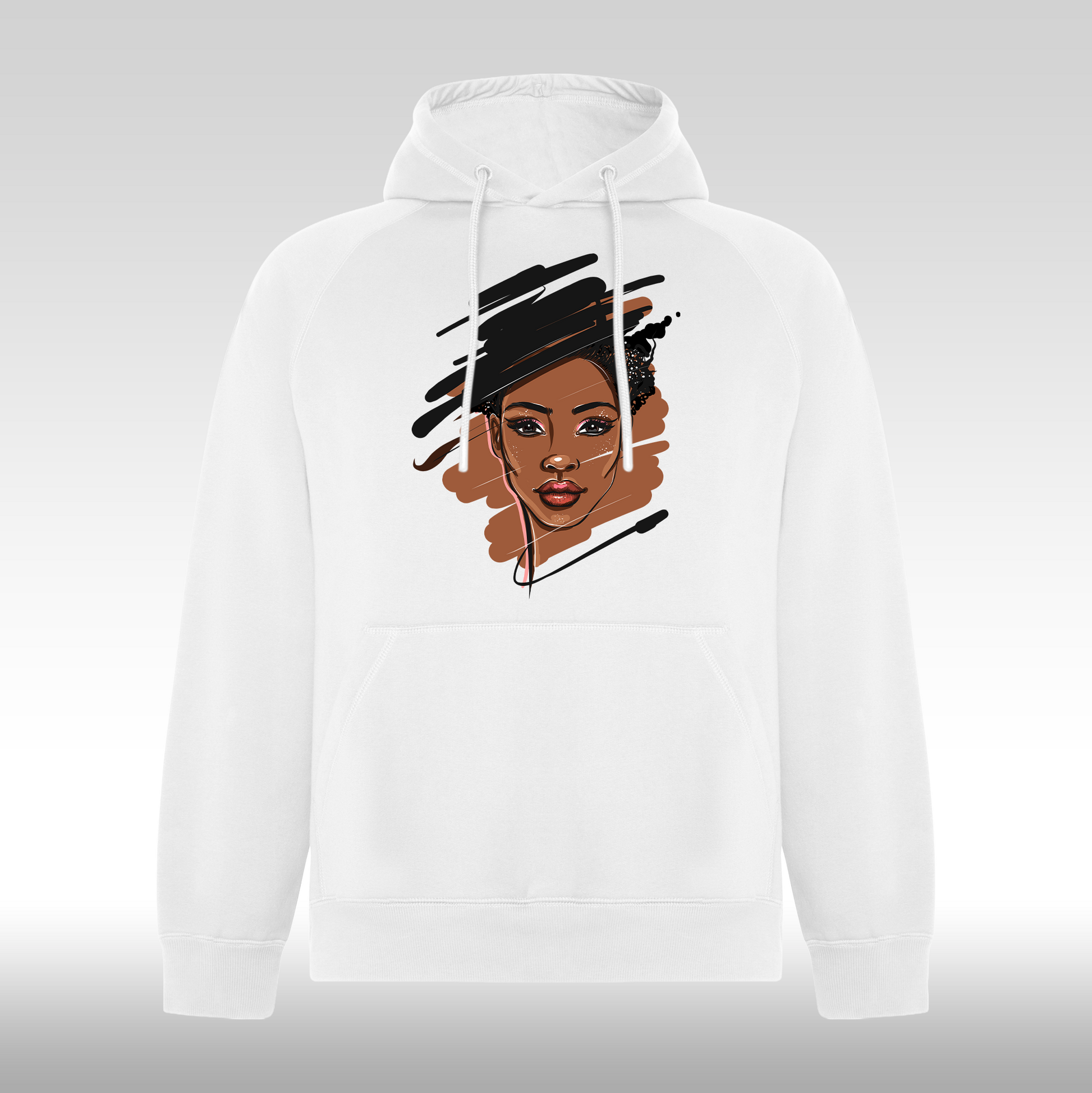 Hanorac alb personalizat Dama portret "Shadow Queen" streetwear
