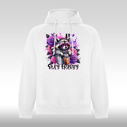 Hanorac alb personalizat Fata Dama raton "Stay Trashy" streetwear
