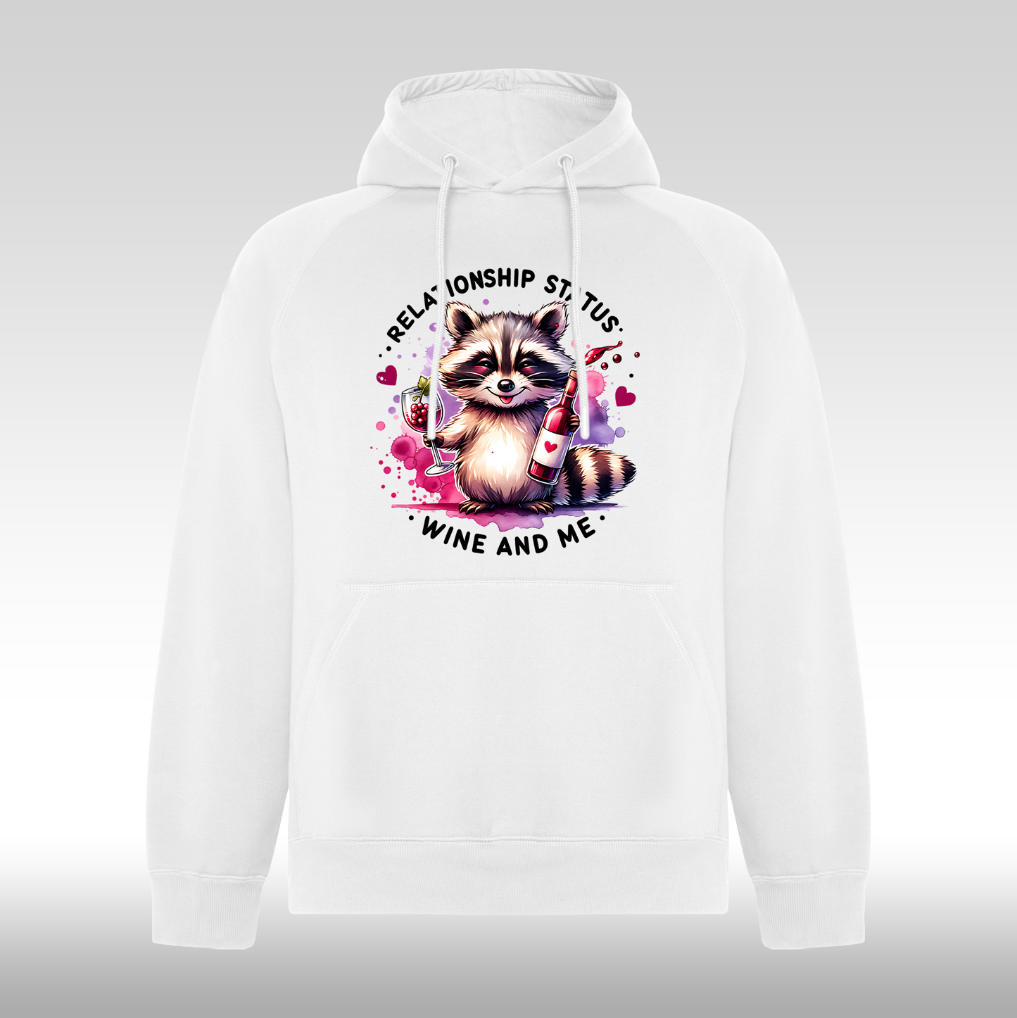 Hanorac alb personalizat Fata Dama raton vin relatie "Relationship Status: Wine And Me" streetwear
