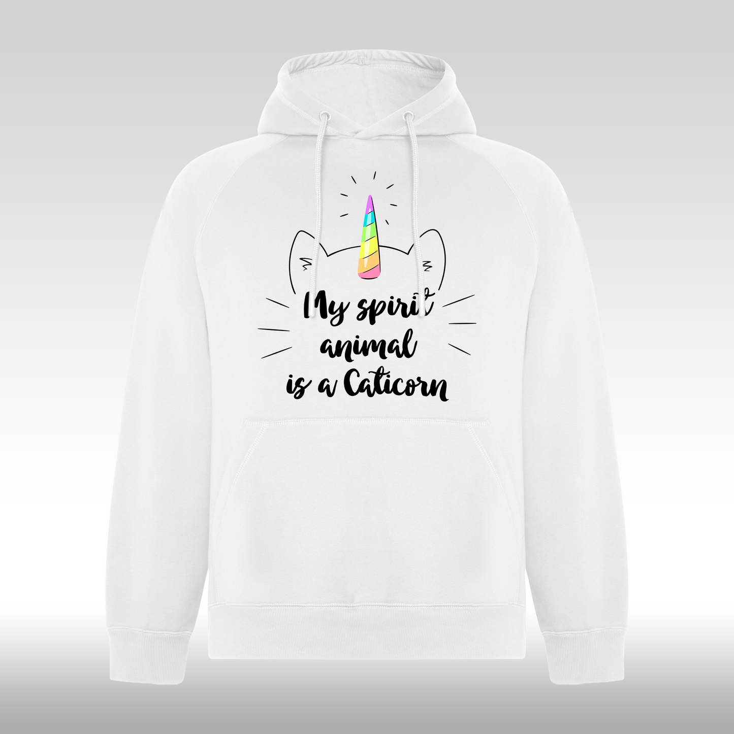 Hanorac alb personalizat Fata Dama pisica unicorn "My Spirit Animal Is a Caticorn" streetwear
