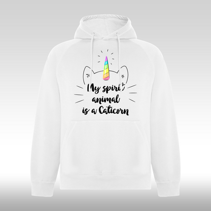 Hanorac alb personalizat Fata Dama pisica unicorn "My Spirit Animal Is a Caticorn" streetwear
