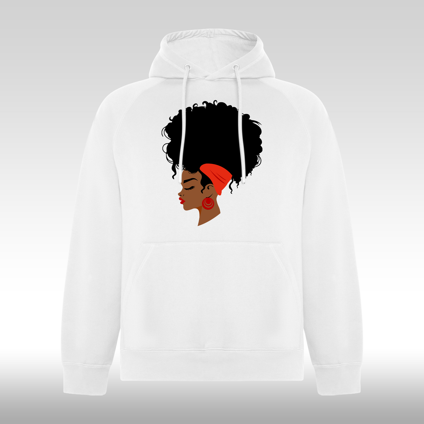 Hanorac alb personalizat Fata Dama urban "Afro Glow" streetwear
