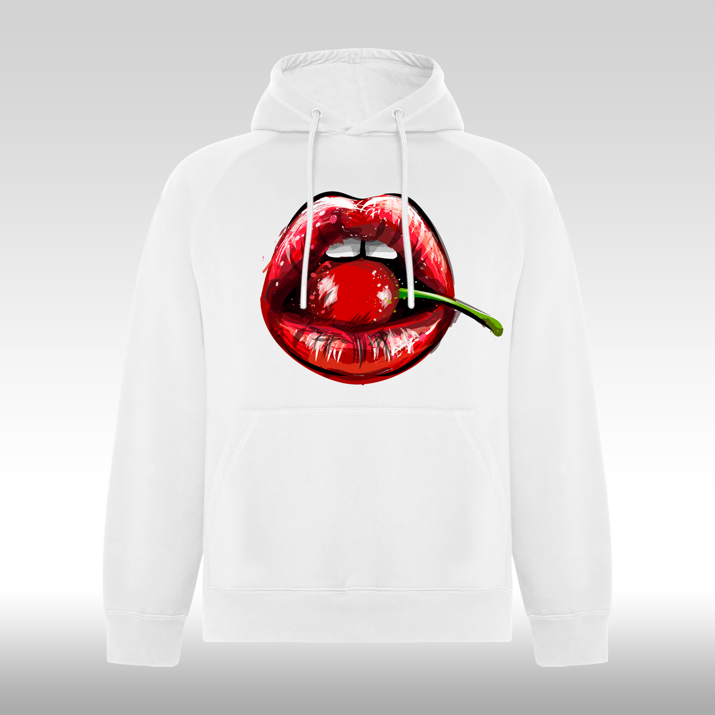 Hanorac alb personalizat Fata Dama urban "Cherry Kiss" streetwear
