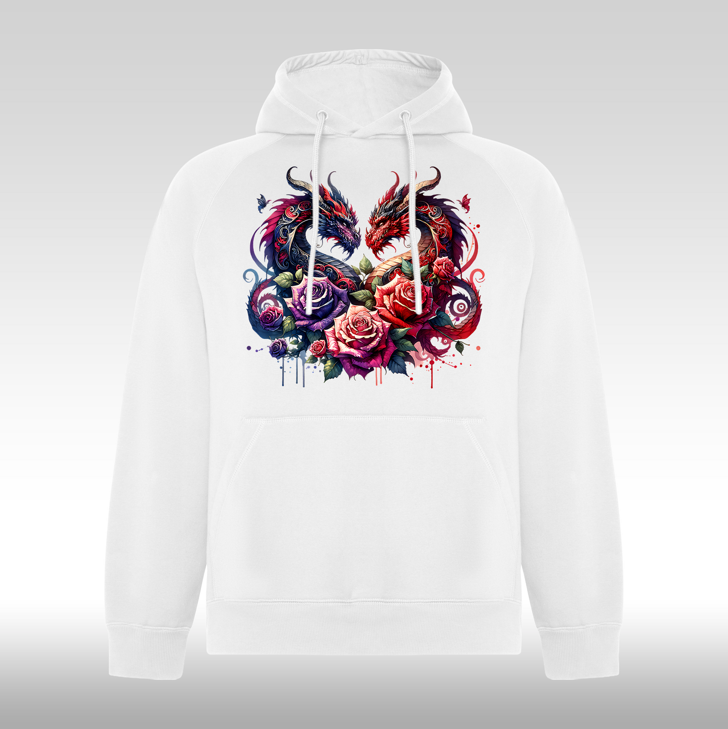 Hanorac alb personalizat Fata Dama urban "Dragon Rose" streetwear

