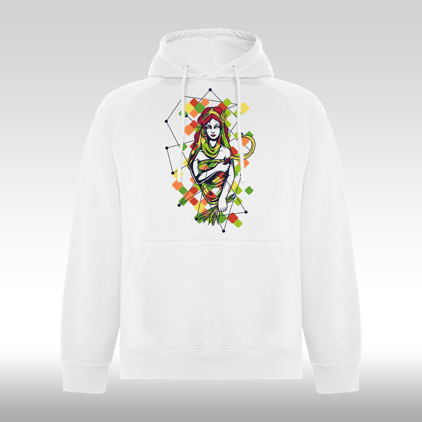 Hanorac alb personalizat Fata Dama urban "Geometric Bloom" streetwear
