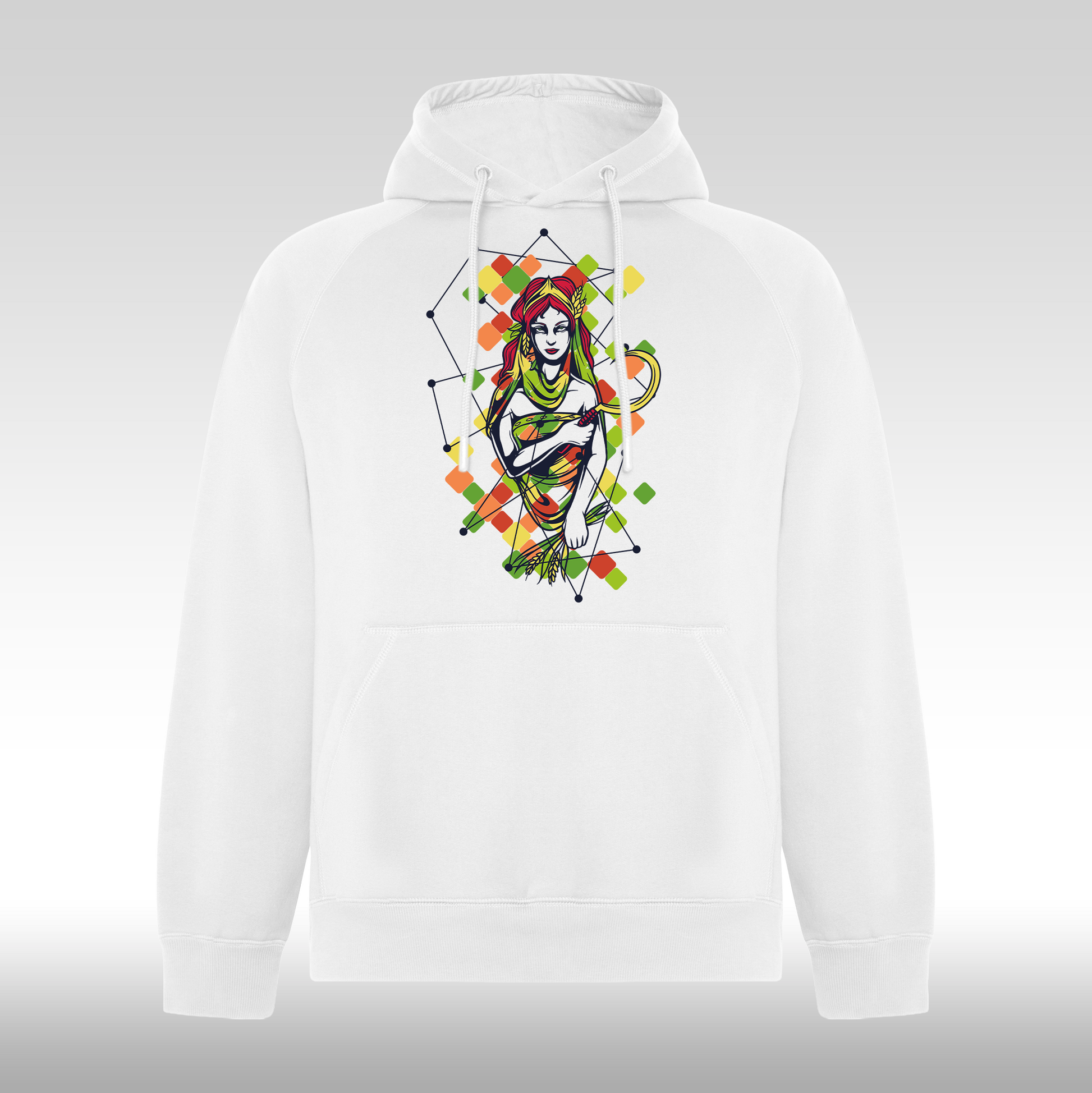 Hanorac alb personalizat Fata Dama urban "Geometric Bloom" streetwear
