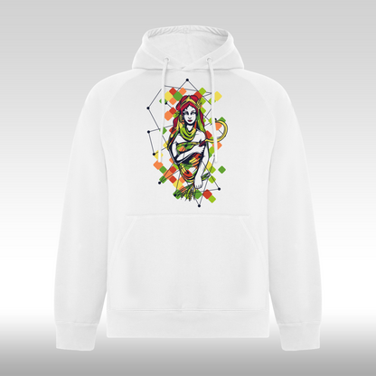Hanorac alb personalizat Fata Dama urban "Geometric Bloom" streetwear
