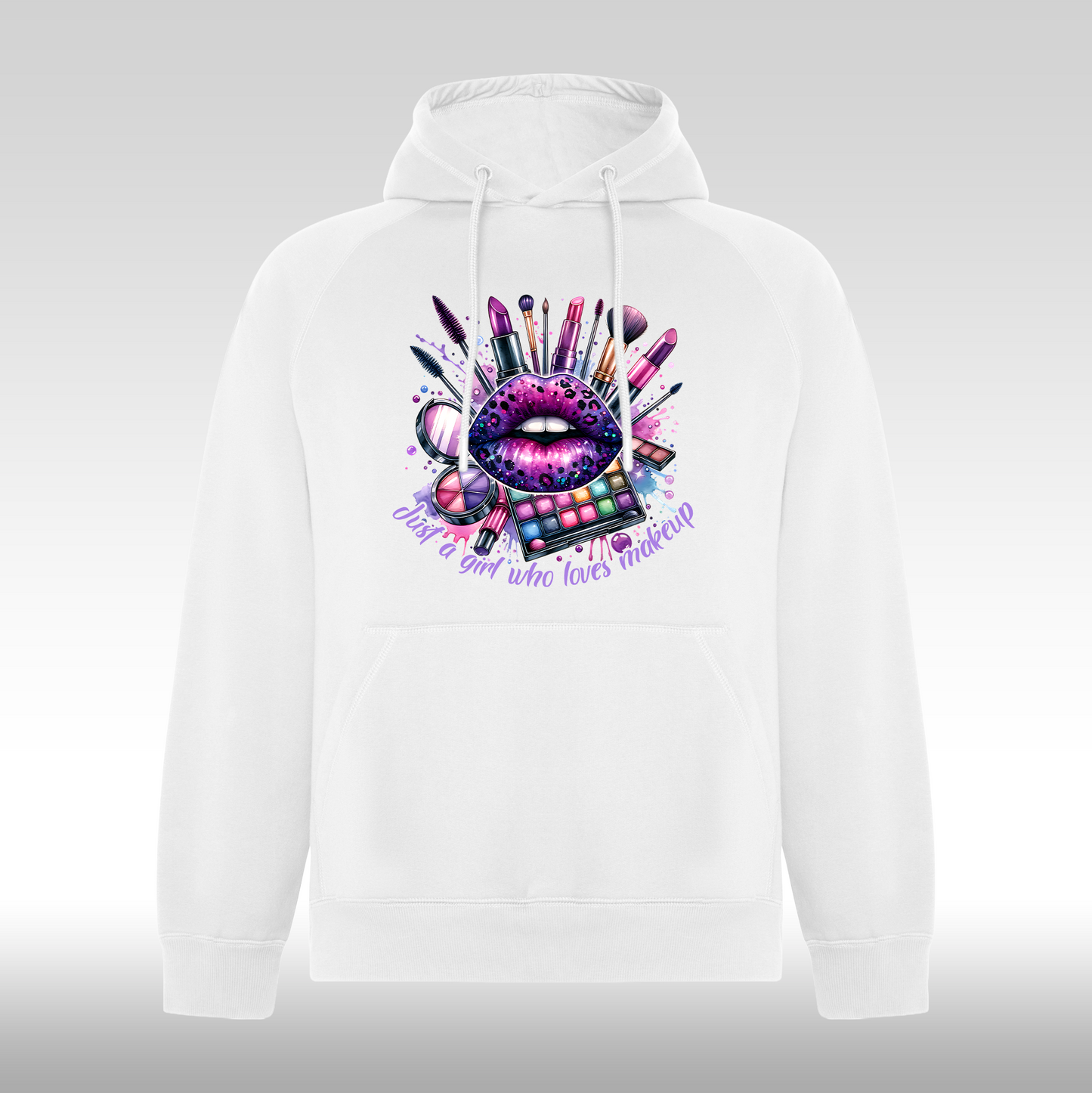 Hanorac alb personalizat Fata Dama urban "Lucy" streetwearJust A Girl Who Loves Make-up