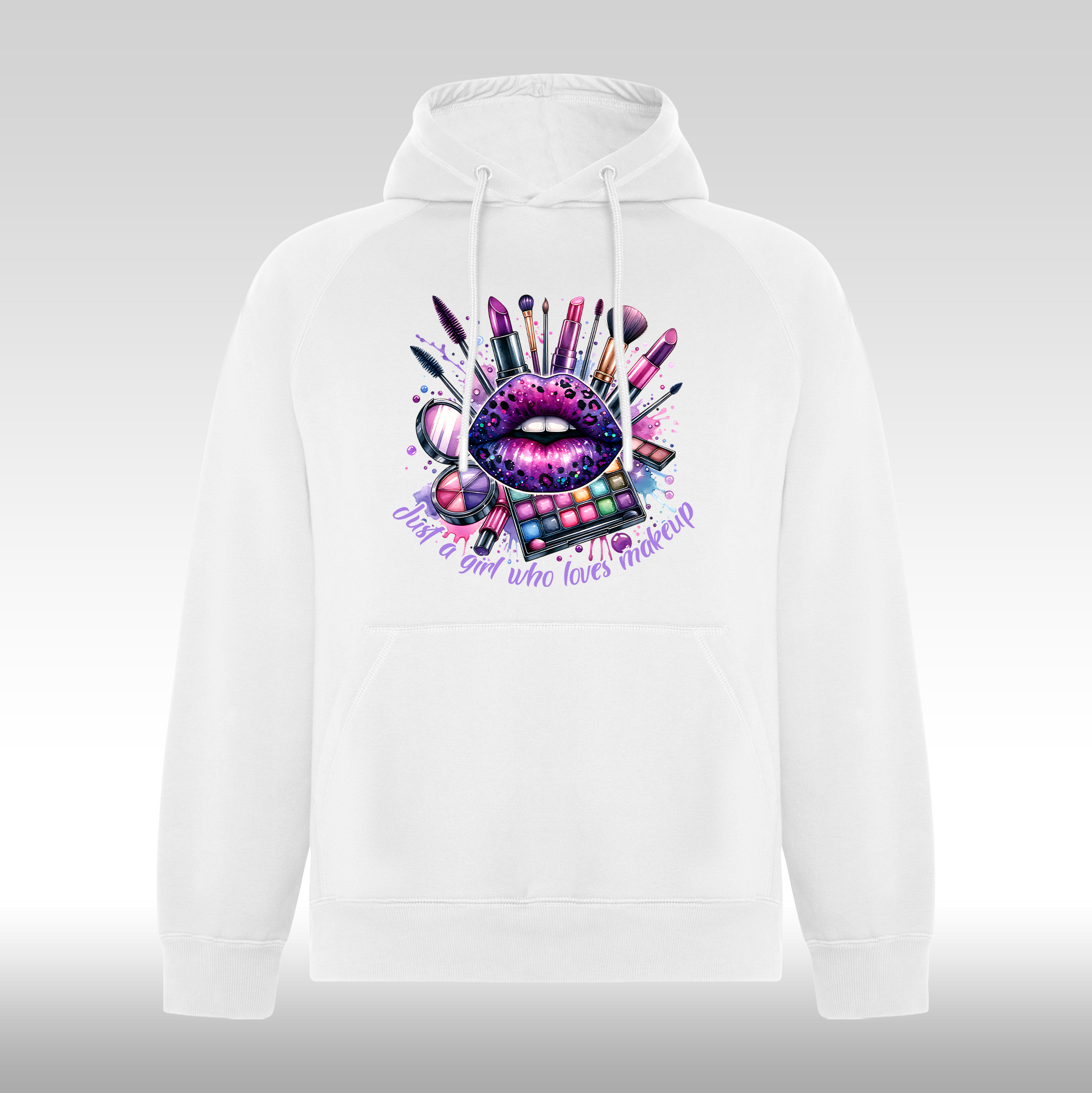 Hanorac alb personalizat Fata Dama urban "Lucy" streetwearJust A Girl Who Loves Make-up