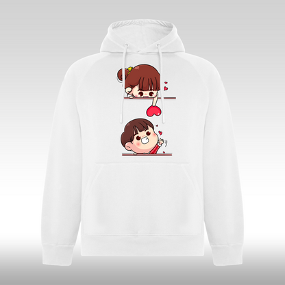 Hanorac alb personalizat Fata Dama urban "Love Couple" streetwear
