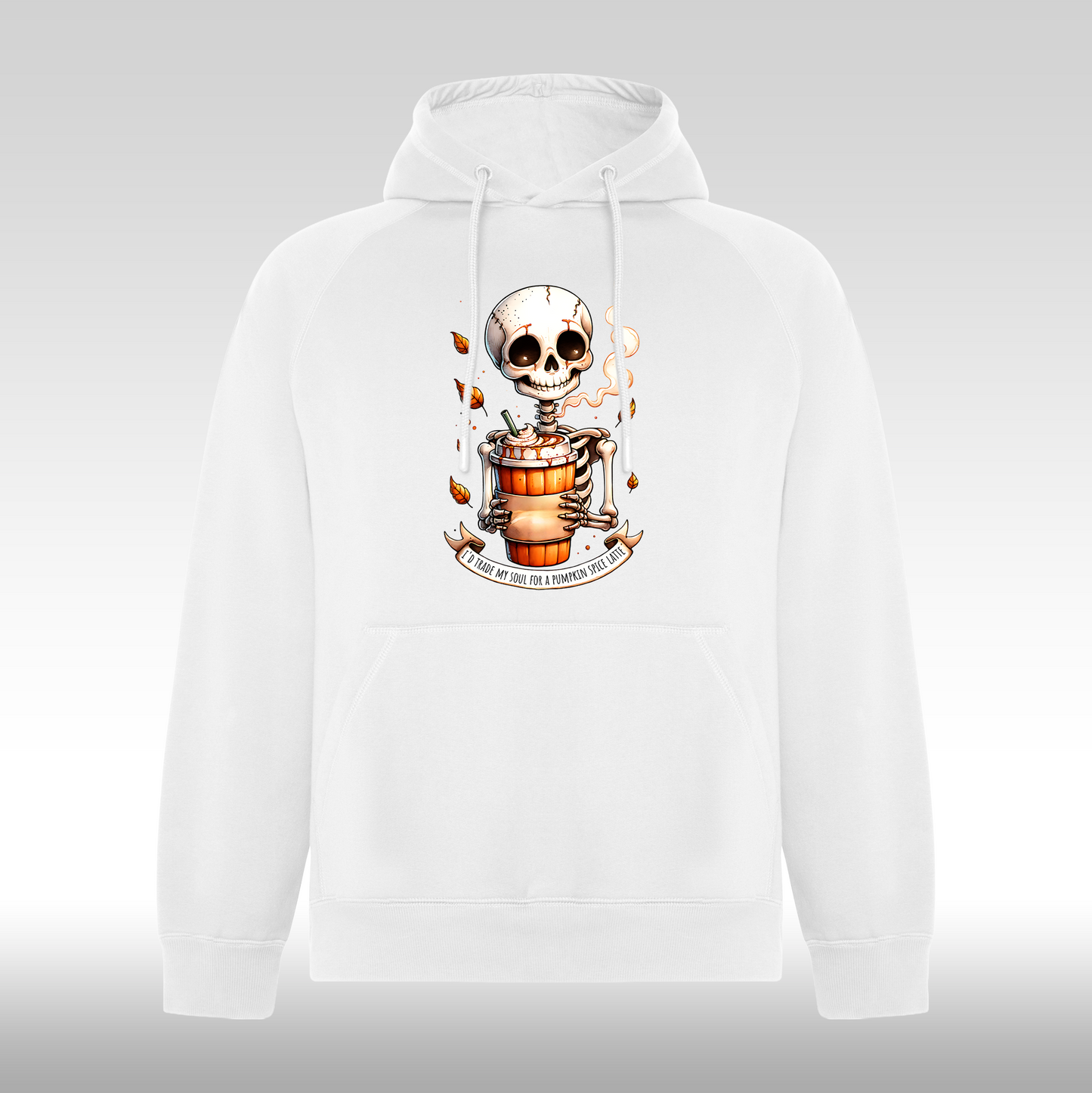 Hanorac alb personalizat Fata Dama urban "Pumpkin Spice Latte" streetwear
