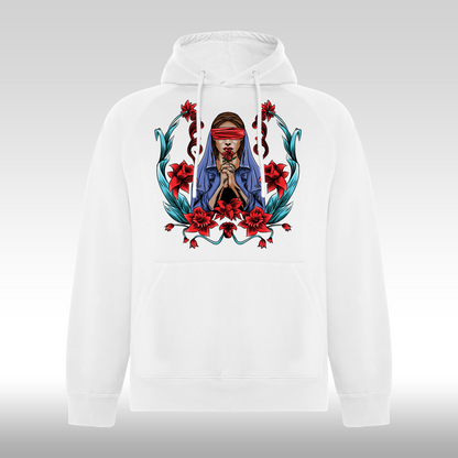 Hanorac alb personalizat Fata Dama urban "Red Faith" streetwear
