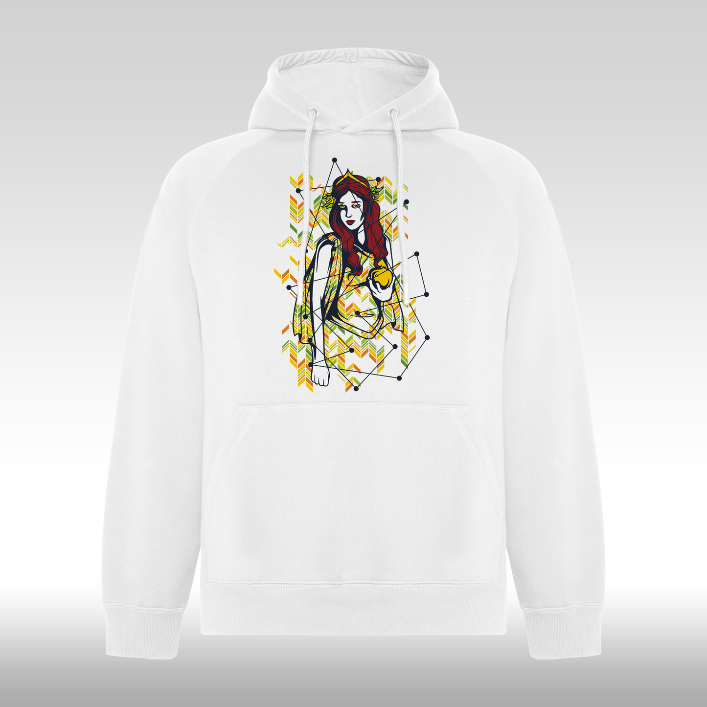 Hanorac alb personalizat Fata Dama urban "Red Oracle" streetwear
