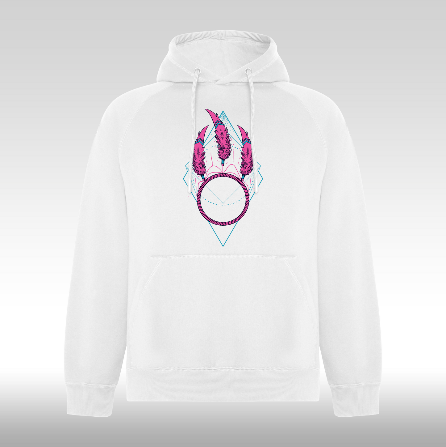 Hanorac alb personalizat Fata Dama urban  dreamcatcher "Pink Feather" streetwear
