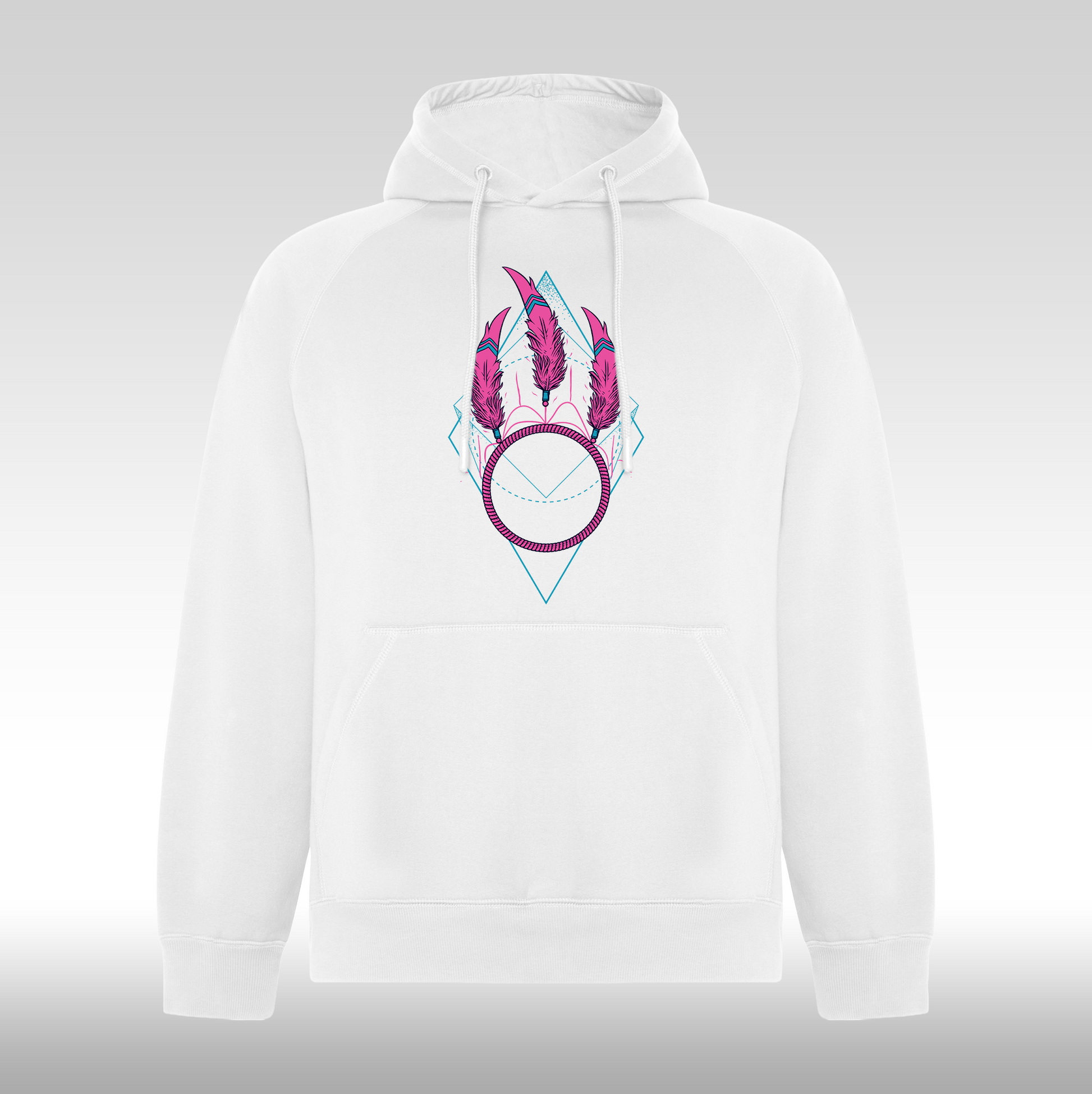 Hanorac alb personalizat Fata Dama urban  dreamcatcher "Pink Feather" streetwear
