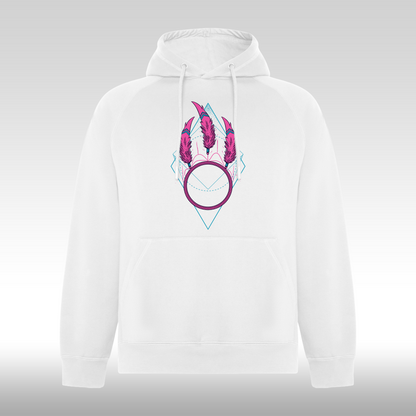 Hanorac alb personalizat Fata Dama urban  dreamcatcher "Pink Feather" streetwear
