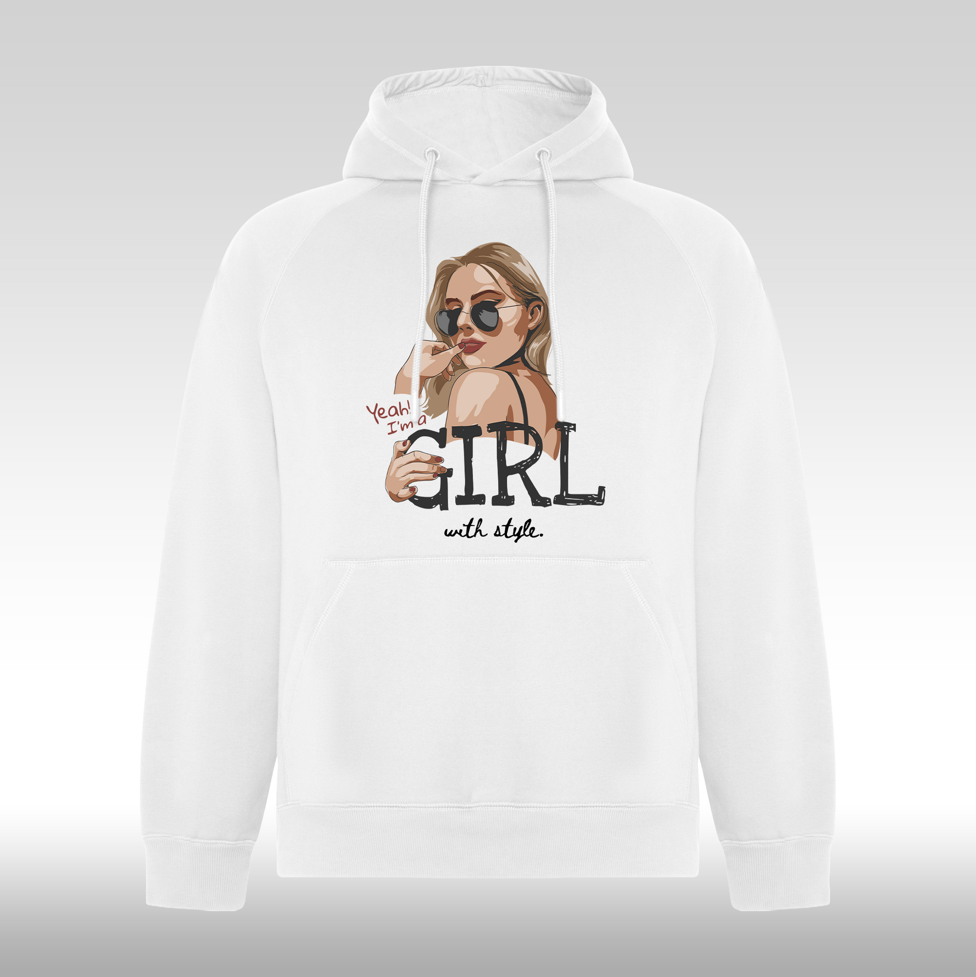Hanorac alb personalizat Fata Dama urban  portret "Girl With Style" streetwear
